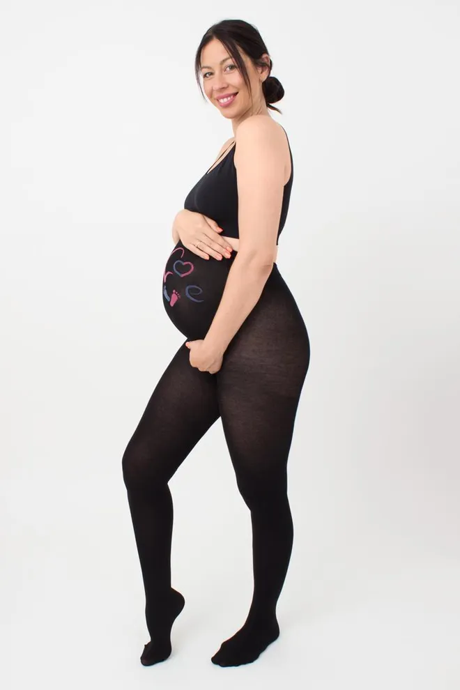 Теплые фантазийные колготки для беременных Mama cotton fashion 003 Giulia (nero)