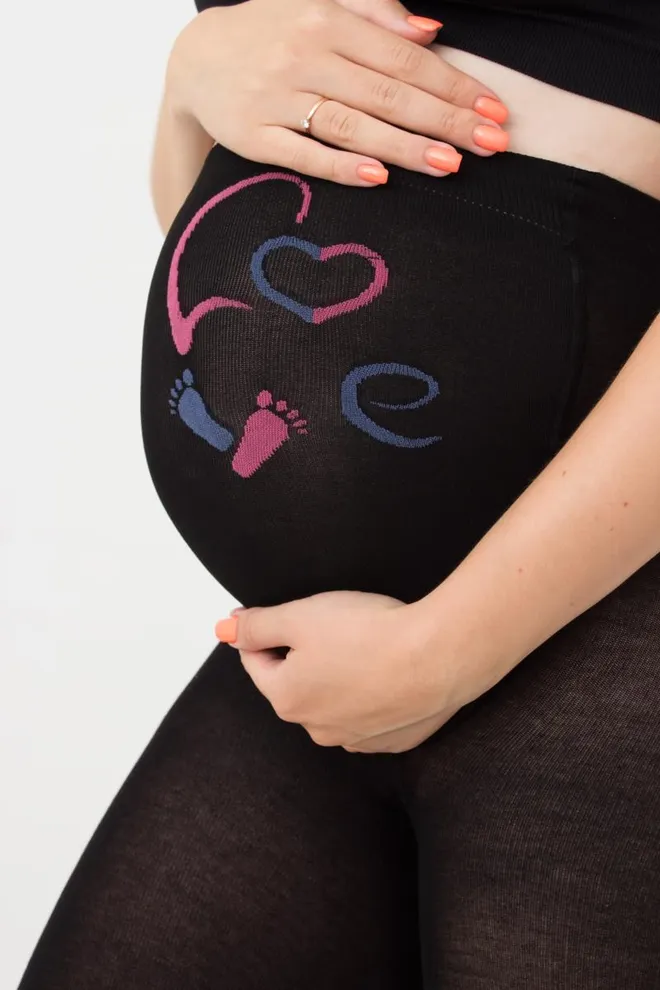 Теплые фантазийные колготки для беременных Mama cotton fashion 003 Giulia (nero)