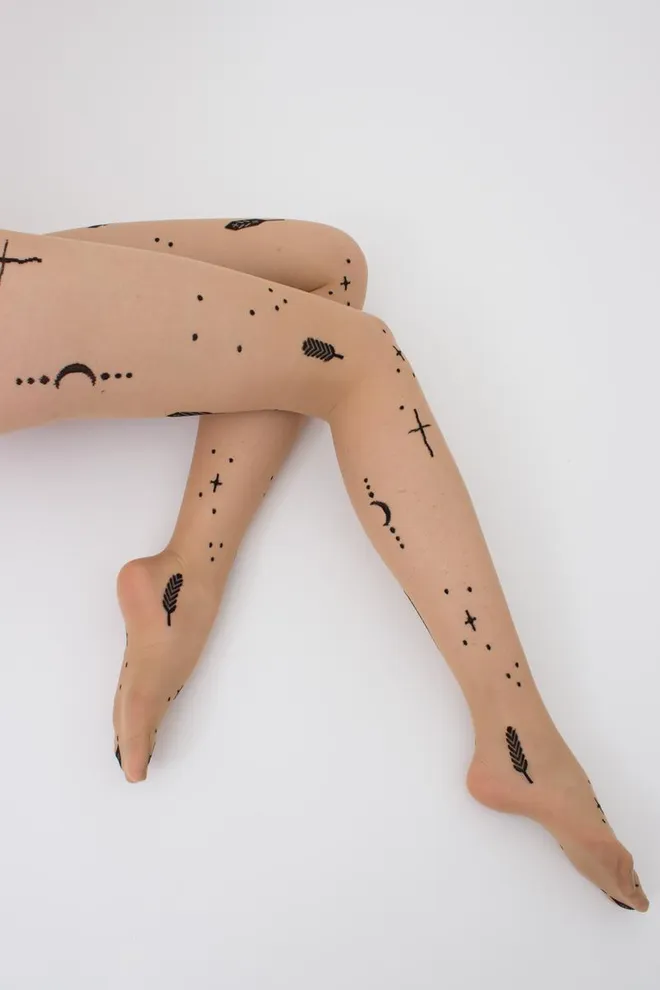 Колготки в сетку с принтом MESH 40 (3) Giulia (daino/nero), бежевый