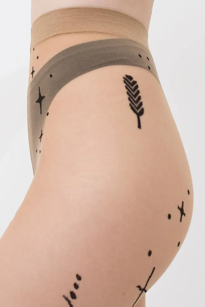 Колготки в сетку с принтом MESH 40 (3) Giulia (daino/nero), бежевый