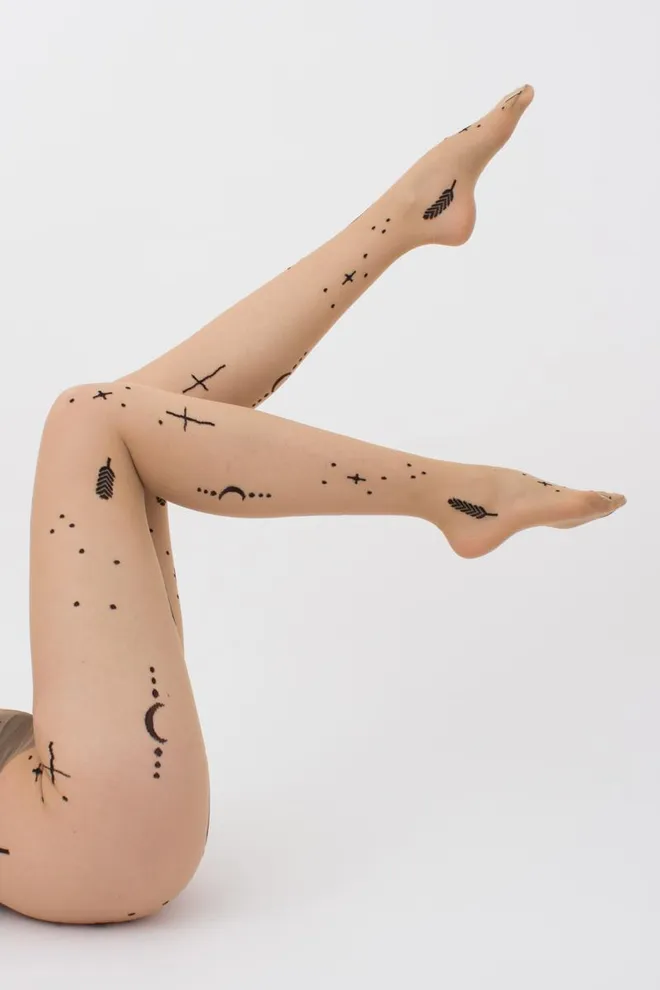 Колготки в сетку с принтом MESH 40 (3) Giulia (daino/nero), бежевый