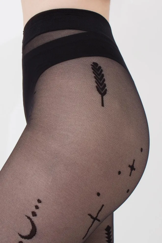 Колготки в сетку с принтом MESH 40 (3) Giulia (nero), черный