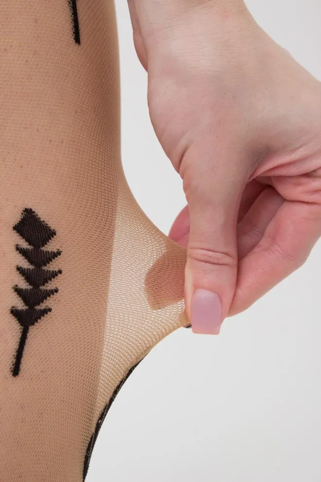 Колготки в сетку с принтом MESH 40 (3) Giulia (daino/nero), бежевый