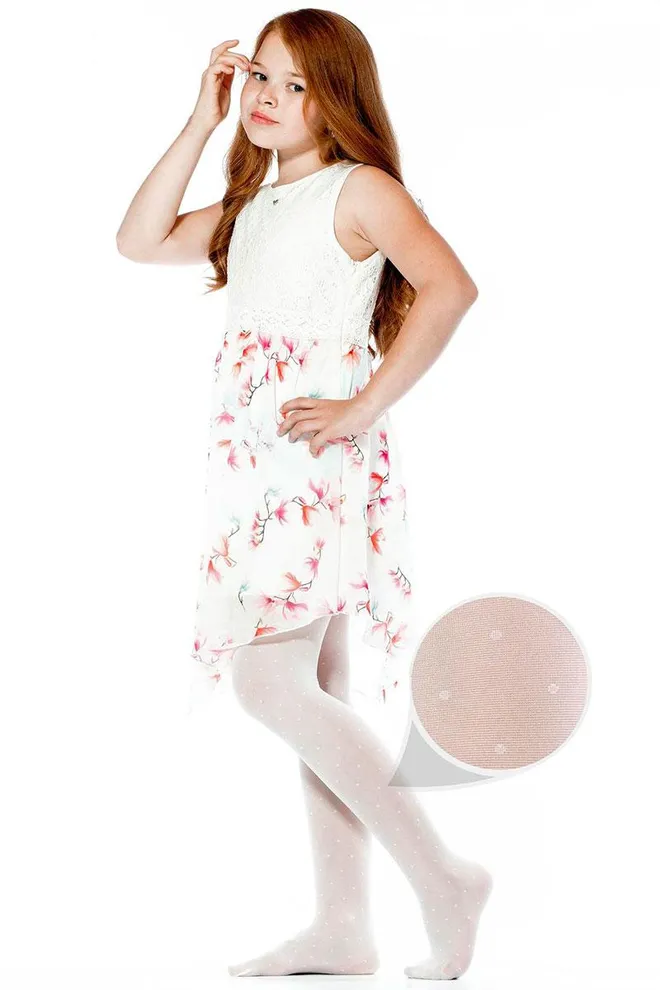 Детские колготки в горох Milana 40 den model 1 Giulia (bianco)