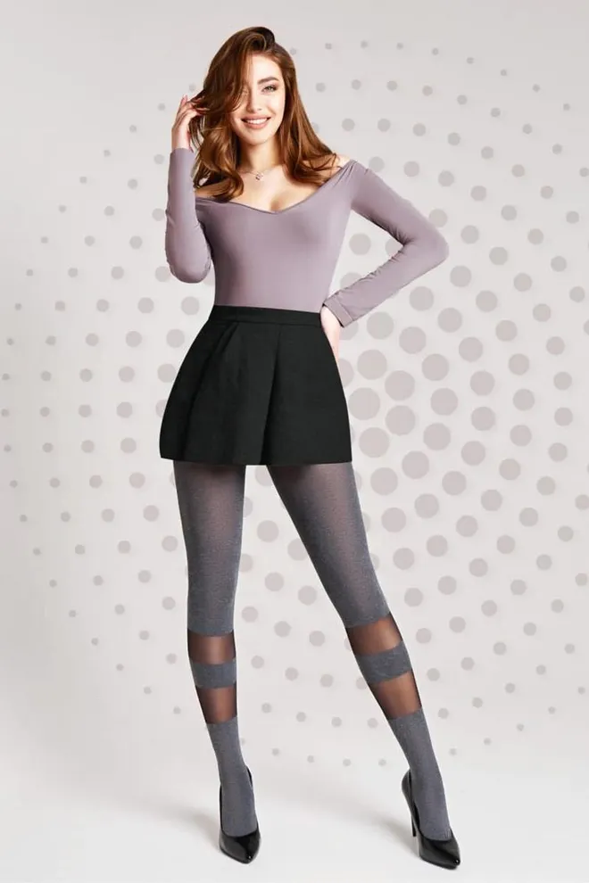 Колготки с геометрическим рисунком Miracle 40 den model 2 Giulia (dark grey melange)