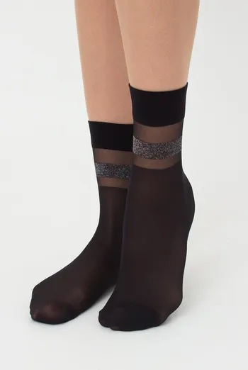 Капроновые носки с рисунком из люрекса Mln 04 (Lurex) Calzino 60 den Giulia (nero), черный