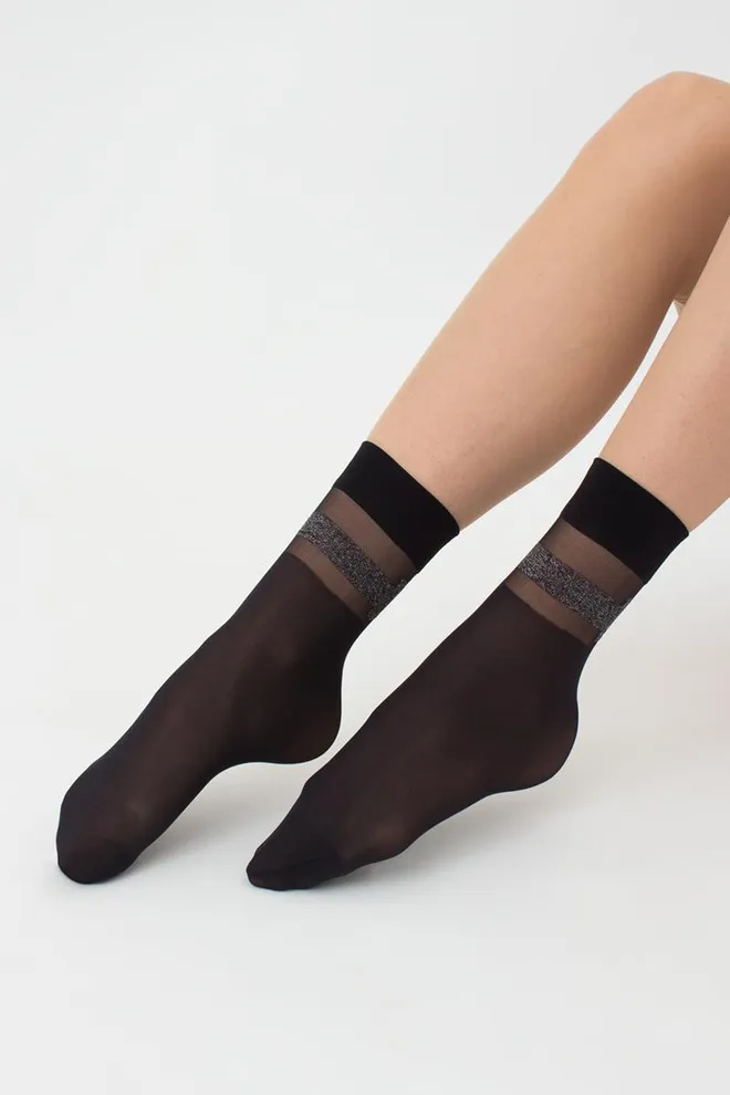 Капроновые носки с рисунком из люрекса Mln 04 (Lurex) Calzino 60 den Giulia (nero), черный