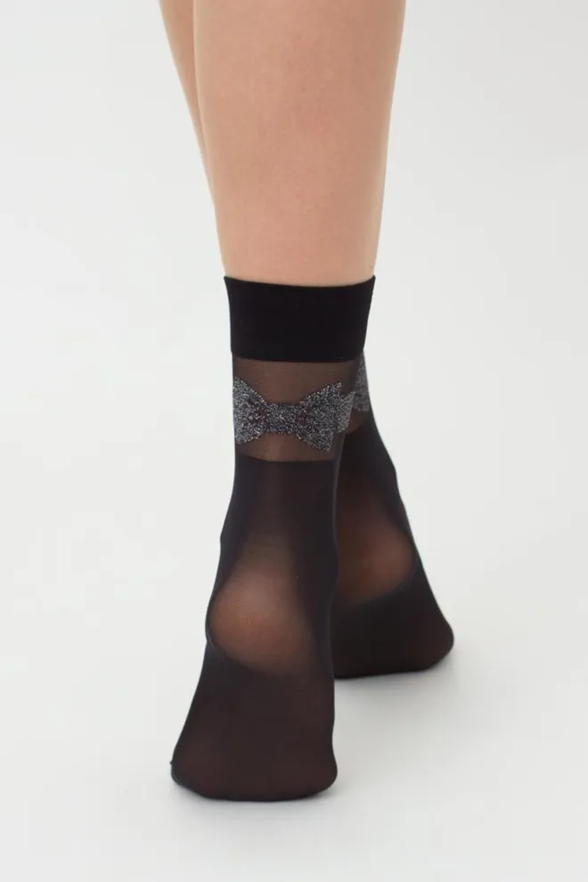 Капроновые носки с рисунком из люрекса Mln 04 (Lurex) Calzino 60 den Giulia (nero), черный