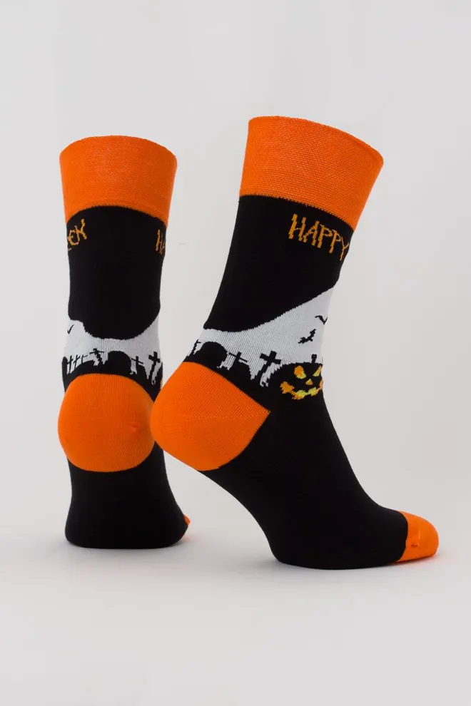 Носки мужские классические с рисунком Ms3 Halloween 004 Giulia (black)