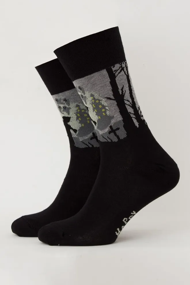 Носки мужские классические с рисунком Ms3 Halloween 2205 Giulia (black), черный