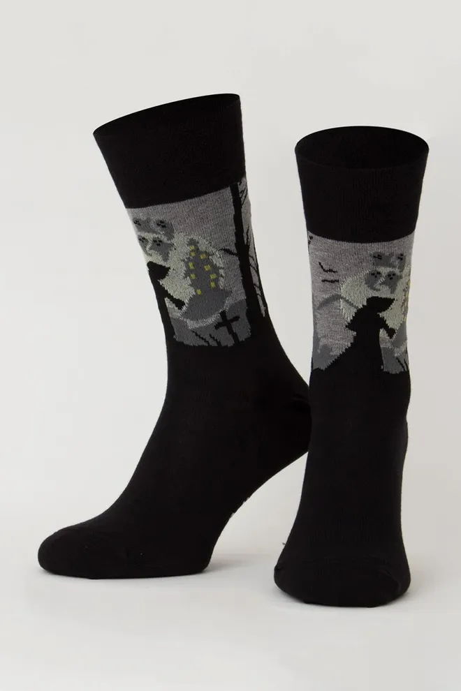 Носки мужские классические с рисунком Ms3 Halloween 2205 Giulia (black), черный