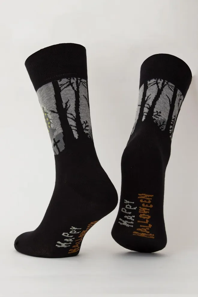 Носки мужские классические с рисунком Ms3 Halloween 2205 Giulia (black), черный