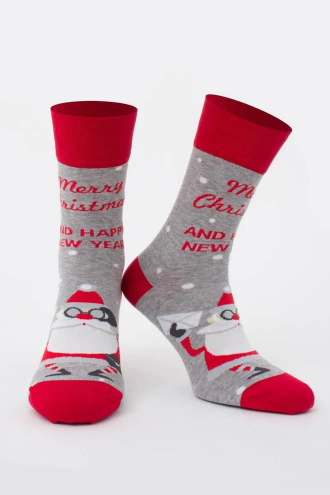 Шкарпетки чоловічі класичні новорічні Ms3 New Year (F) 2404 Giulia (light grey melange)