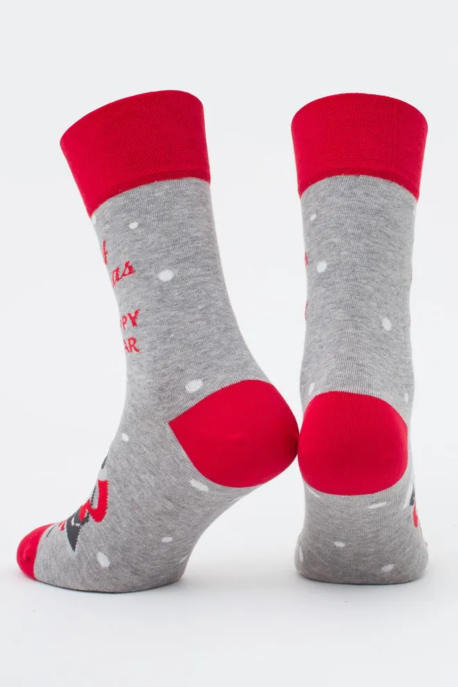 Шкарпетки чоловічі класичні новорічні Ms3 New Year (F) 2404 Giulia (light grey melange)