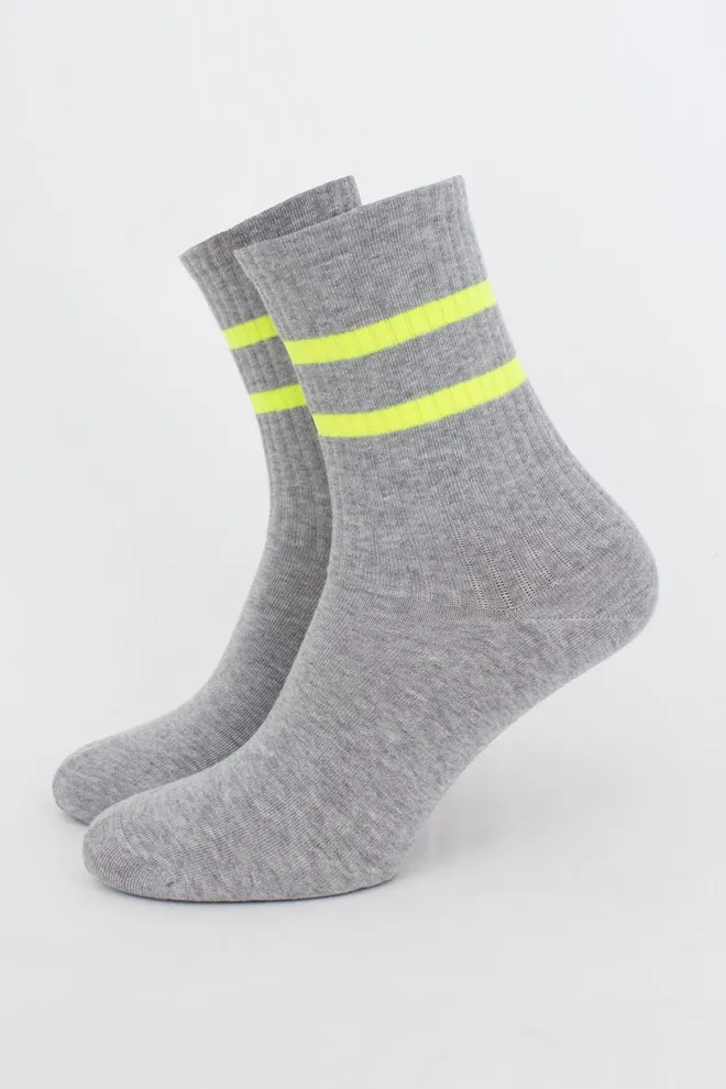 Носки мужские классические Ms3 soft neon 002 Giulia (light grey melange/yellow)