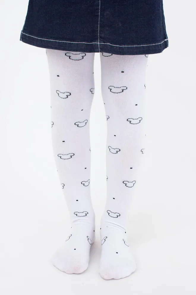 Подростковые колготки с рисунком Микки Маус Mickey D089 Teen Girl Giulia (white)