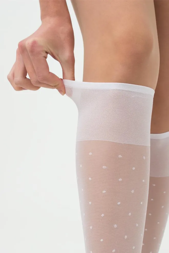 Капроновые гольфы в горох Ng 04 Gamb Giulia (bianco)