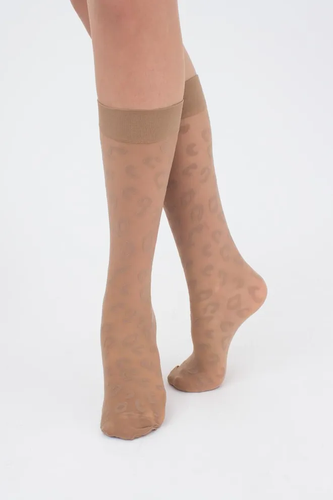 Женские гольфы с леопардовым рисунком NG-08 Giulia (glace)