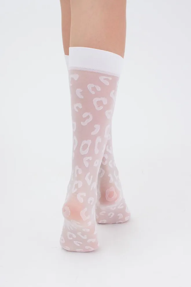 Женские гольфы с леопардовым рисунком NG-08 Giulia (bianco)