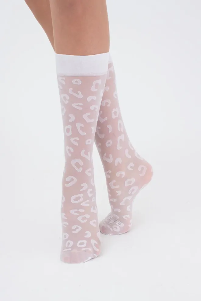 Женские гольфы с леопардовым рисунком NG-08 Giulia (bianco)