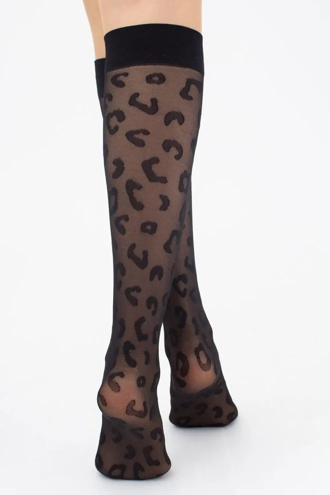 Женские гольфы с леопардовым рисунком NG-08 Giulia (nero)