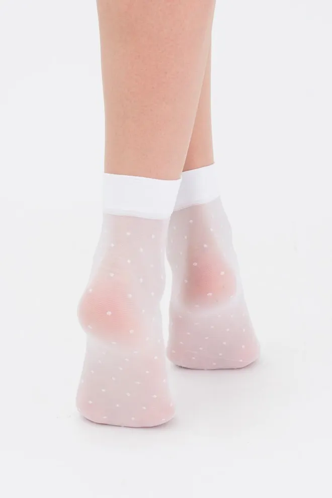 Носки женские капроновые в горох NN-04 Giulia (bianco)