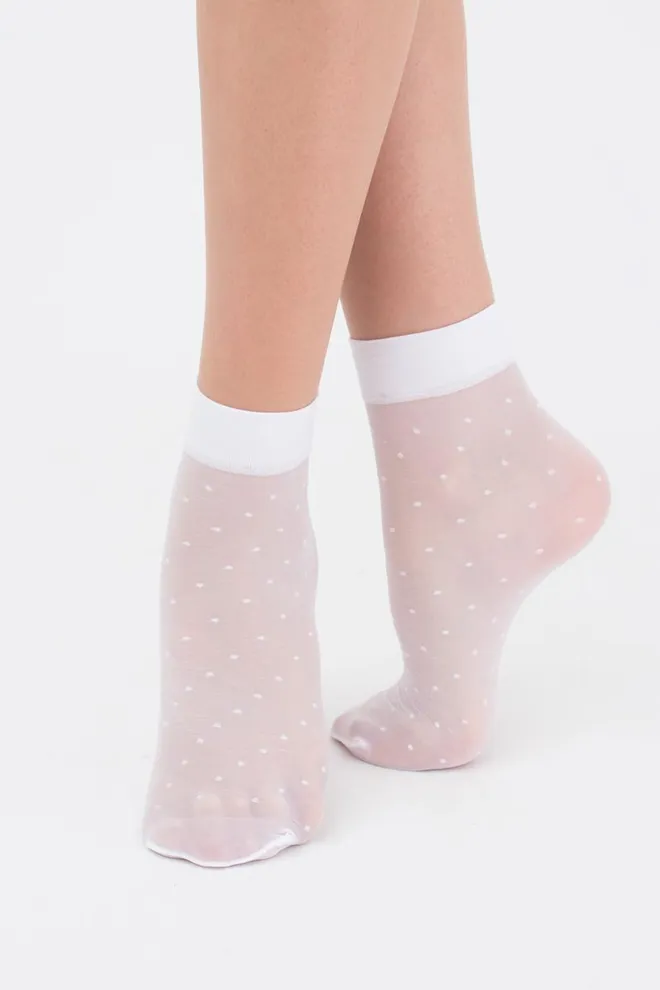 Носки женские капроновые в горох NN-04 Giulia (bianco)