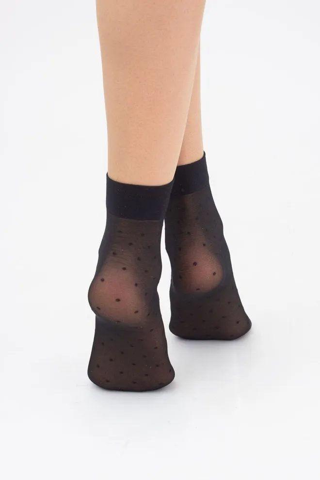 Носки женские капроновые в горох NN-04 Giulia (nero)