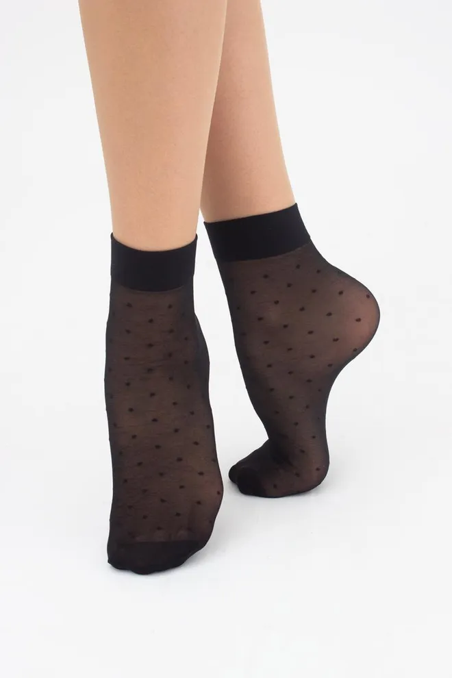 Носки женские капроновые в горох NN-04 Giulia (nero)
