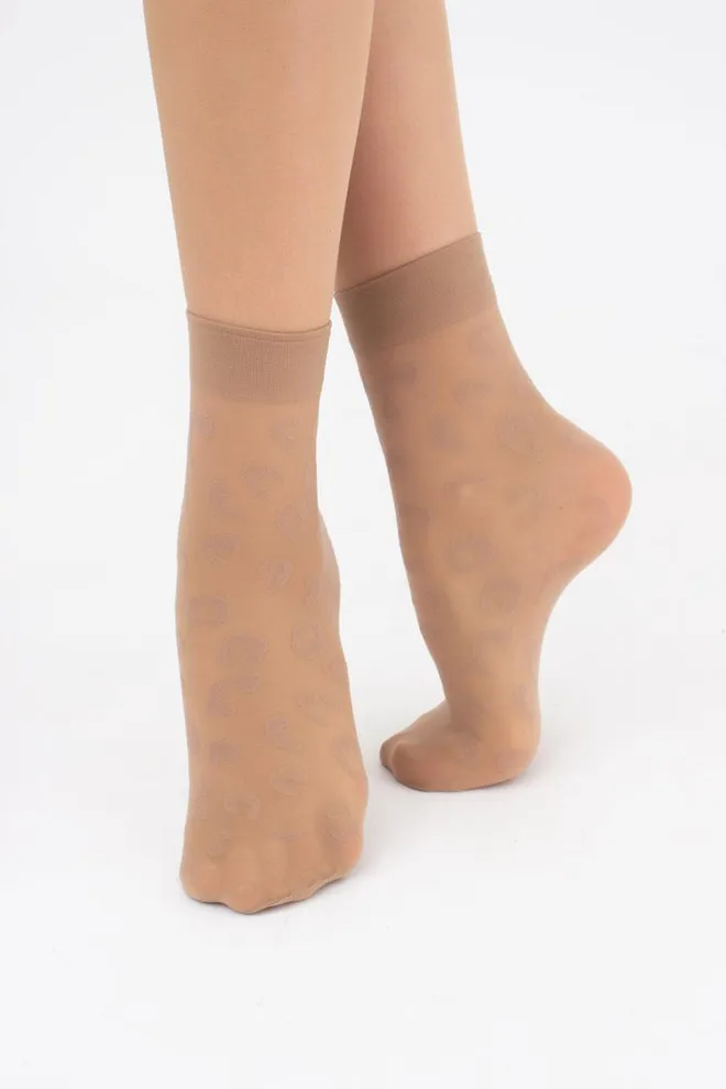 Шкарпетки жіночі короткі з леопардовим малюнком NN-05 Giulia (glace)