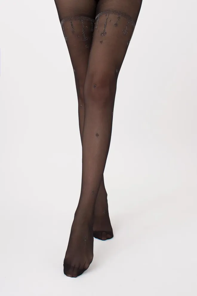 Колготки с рисунком и люрексом Obsession 20 den model 2 Giulia (nero)