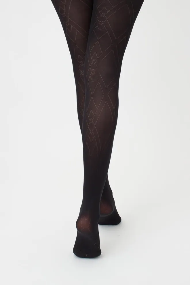 Колготки с геометрическим рисунком Outline 60 den model 1 Giulia (nero)