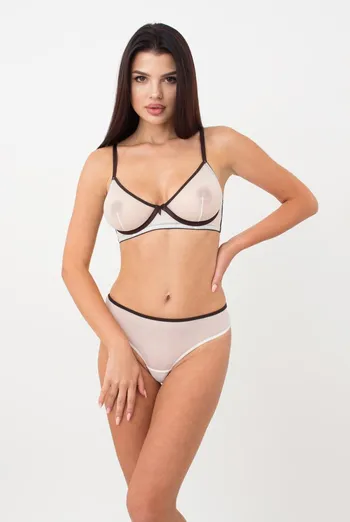 Прозрачный бюстгальтер на косточках Orchid blom 1610/40 Giulia (milk/chocolate)