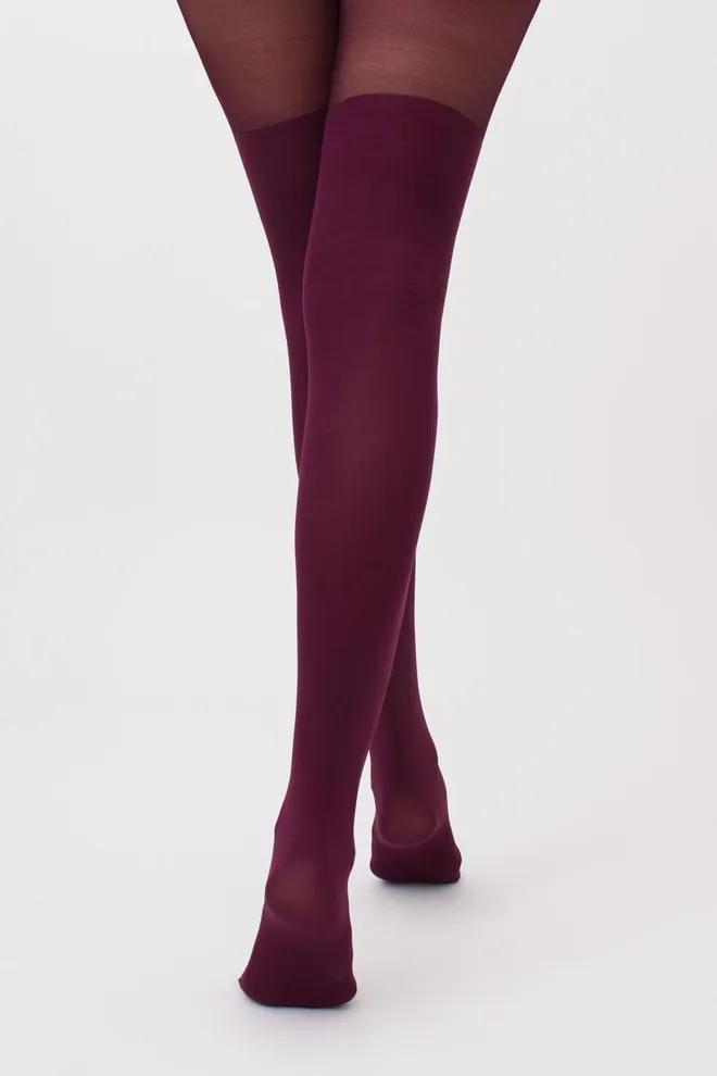 Цветные колготки с имитацией чулок Pari 60 den model 16 Giulia (port wine)