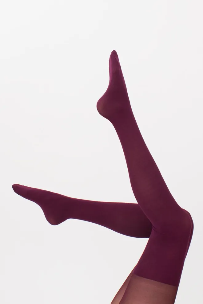 Цветные колготки с имитацией чулок Pari 60 den model 16 Giulia (port wine)