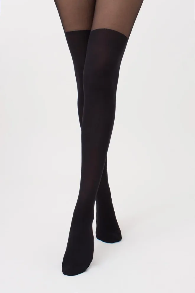 Цветные колготки с имитацией чулок Pari 60 den model 16 Giulia (nero)