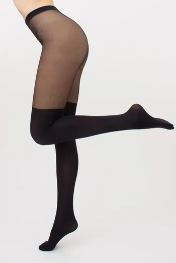 Цветные колготки с имитацией чулок Pari 60 den model 16 Giulia (nero) Цветные колготки с имитацией чулок Pari 60 den model 16 Giulia (nero)