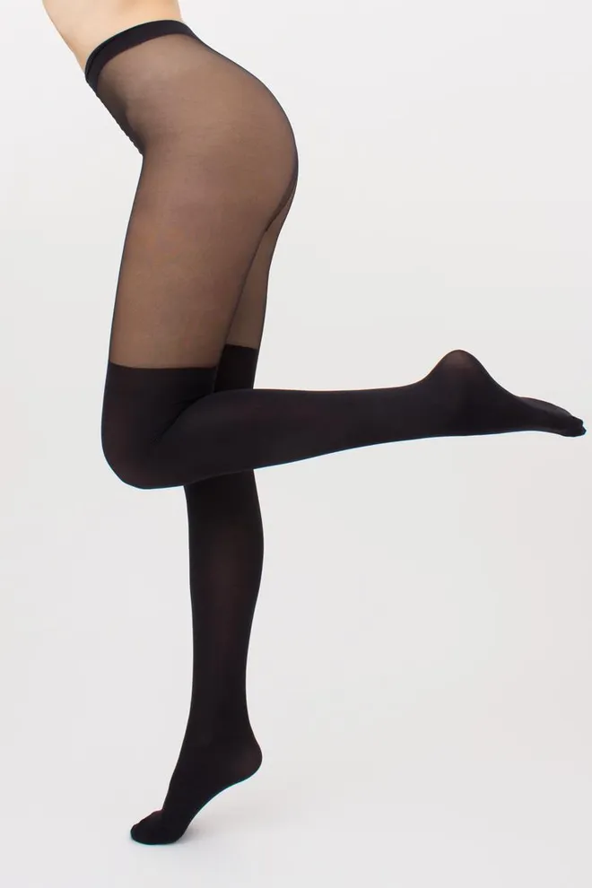 Цветные колготки с имитацией чулок Pari 60 den model 16 Giulia (nero)