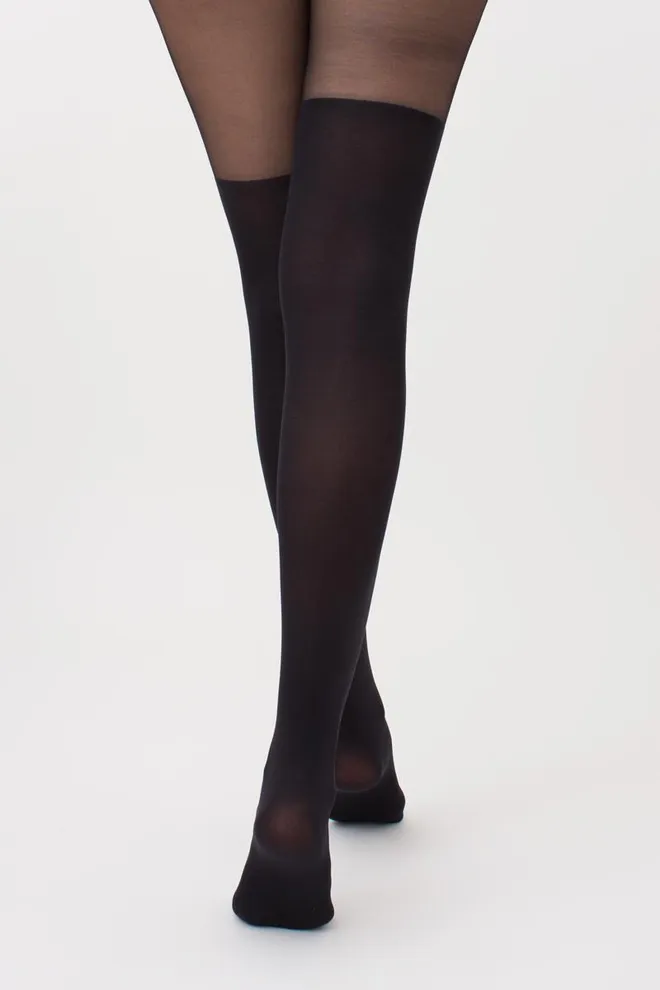 Цветные колготки с имитацией чулок Pari 60 den model 16 Giulia (nero)