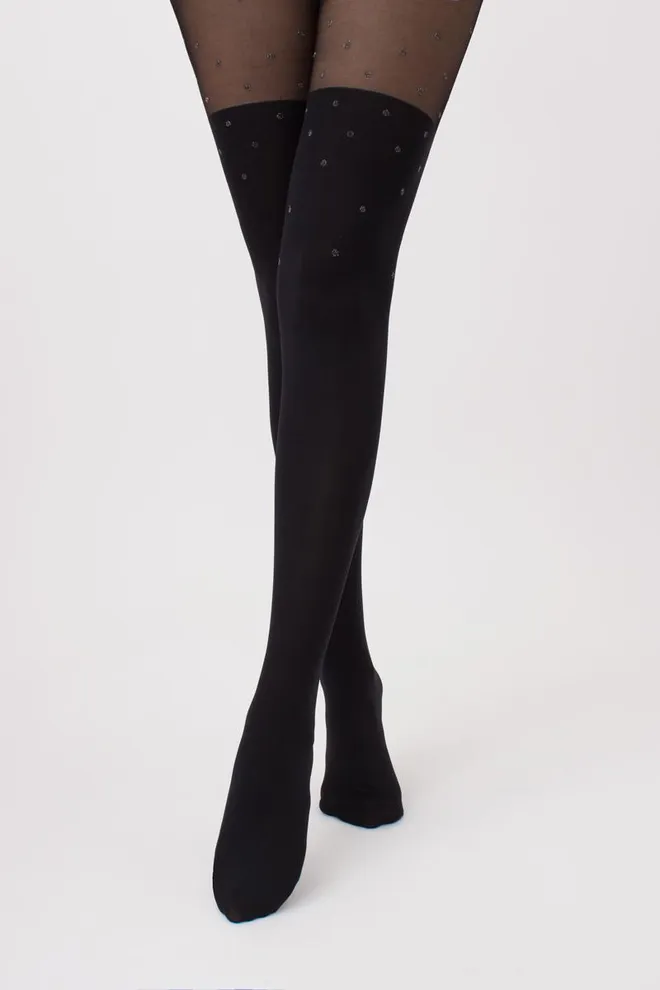 Колготки с имитацией чулок Pari lurex 60 den model 3 Giulia (nero)