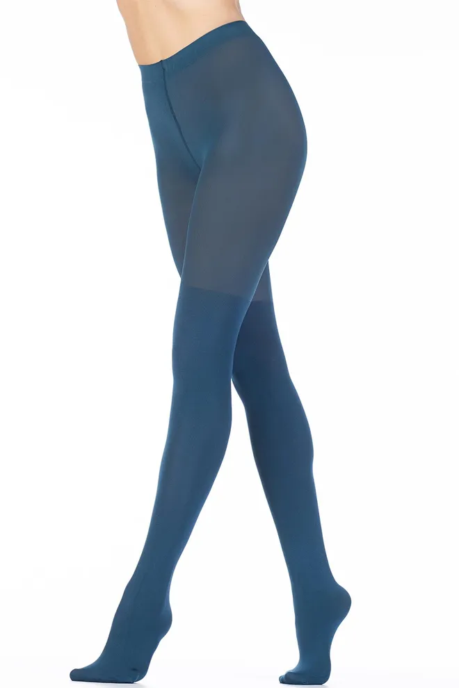 Цветные колготки с имитацией чулок Pari shine 100 den Giulia (navy)