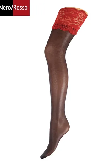 Чулки на силиконовой резинке Passion 20 den Giulia (nero/rosso)