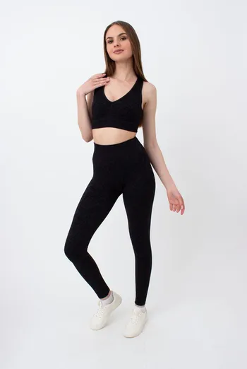 Леггинсы спортивные в рубчик LEGGINGS RIB WELLNESS Giulia (black), черный