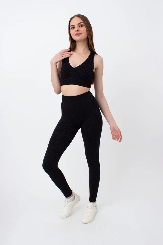Леггинсы спортивные в рубчик LEGGINGS RIB WELLNESS Giulia (black), черный