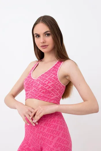 Безшовний топ в рубчик на широких бретелях Top rib wellness Giulia (bubblegum)