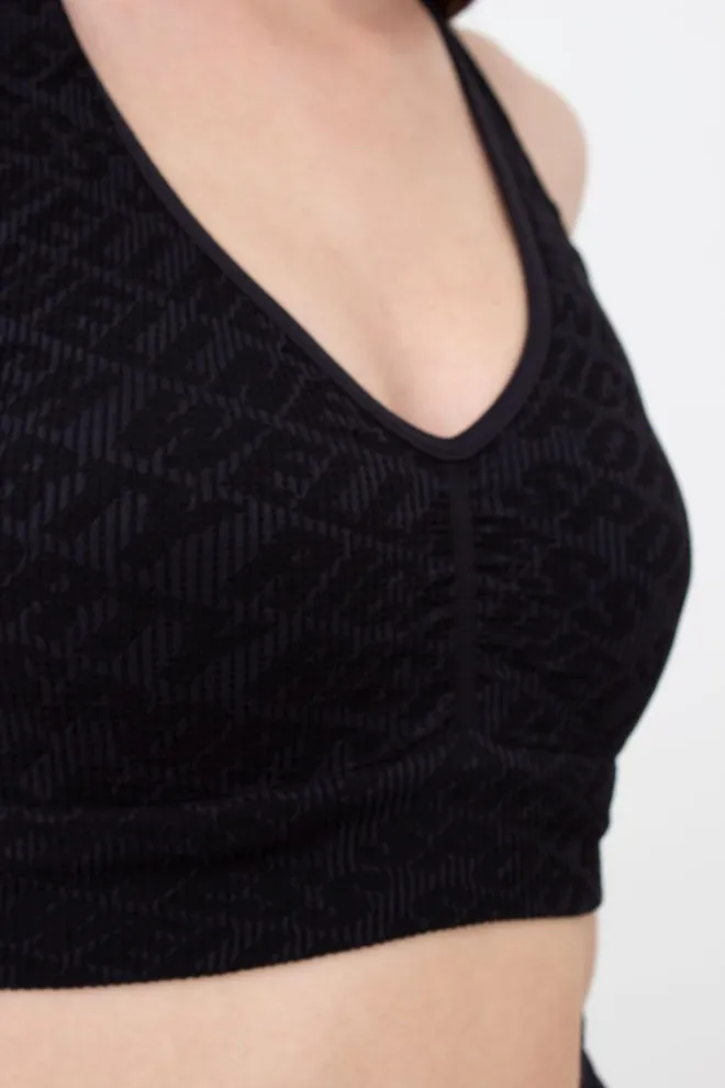 Безшовний топ в рубчик на широких бретелях Top rib wellness Giulia (black)