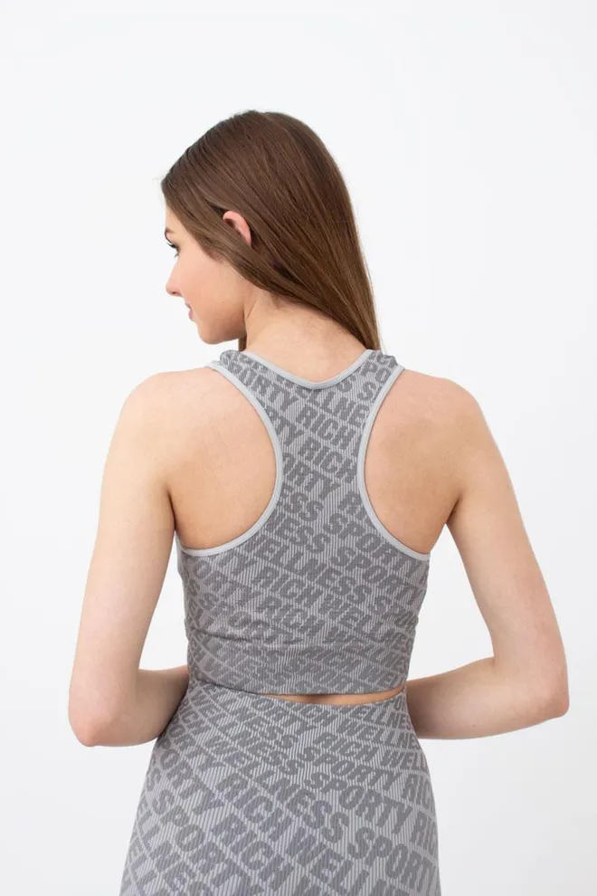 Безшовний топ в рубчик на широких бретелях Top rib wellness Giulia (ultimate grey)