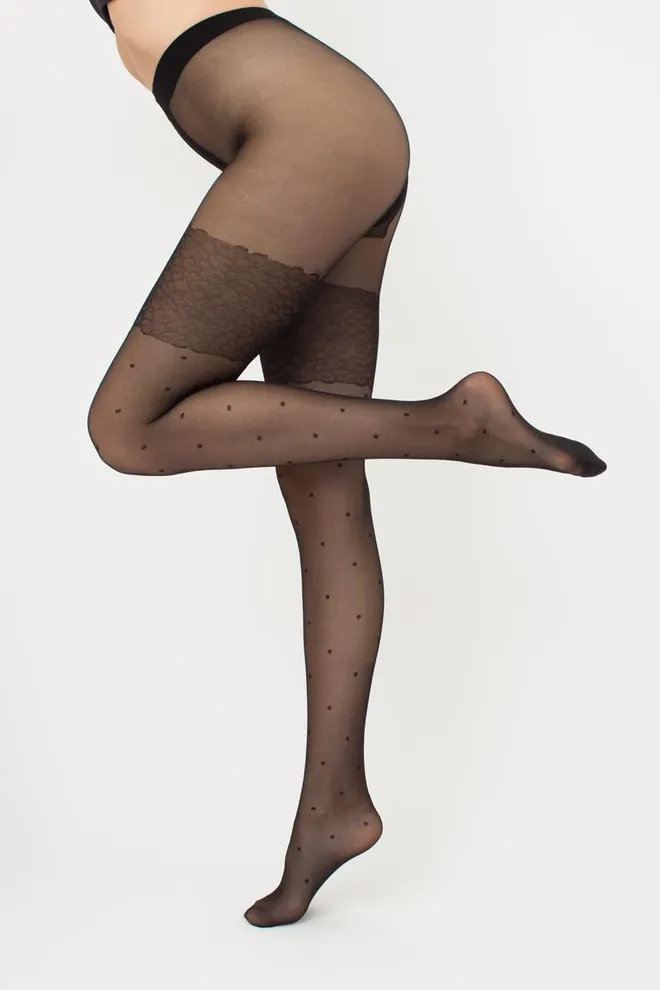 Колготки в горох с имитацией чулок Points 20 den model 2 Giulia (nero)