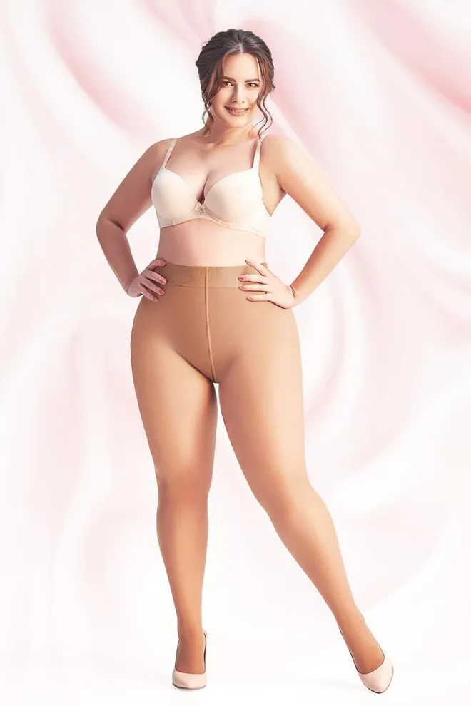 Классические колготки больших размеров Positive fit 40 den Giulia (caramel), бежевый