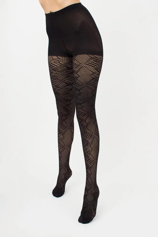 Колготки в сетку с геометрическим рисунком Rete Light 80 den model 1 Giulia (nero)